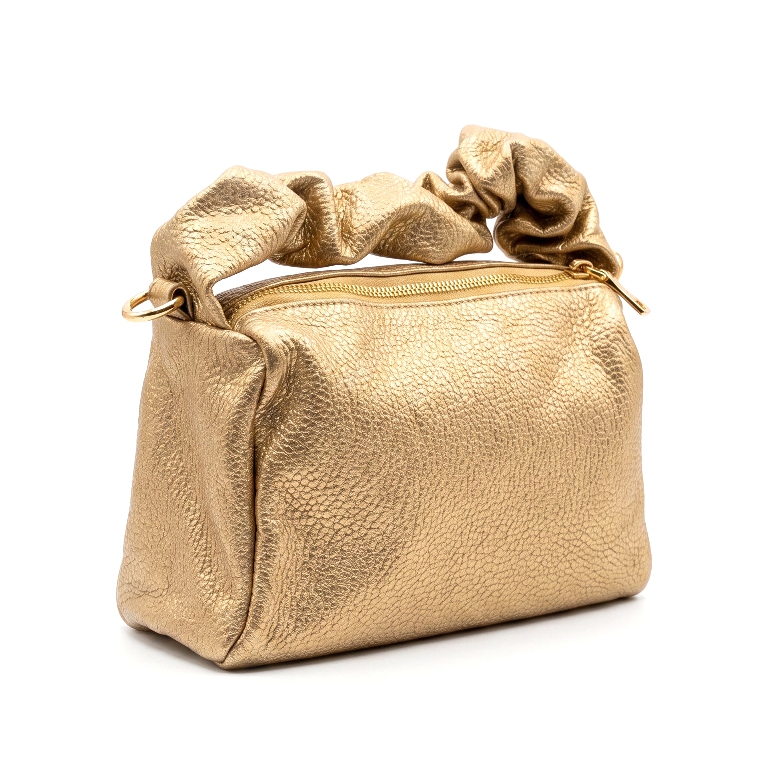 Bolso de mano metalizado dorado