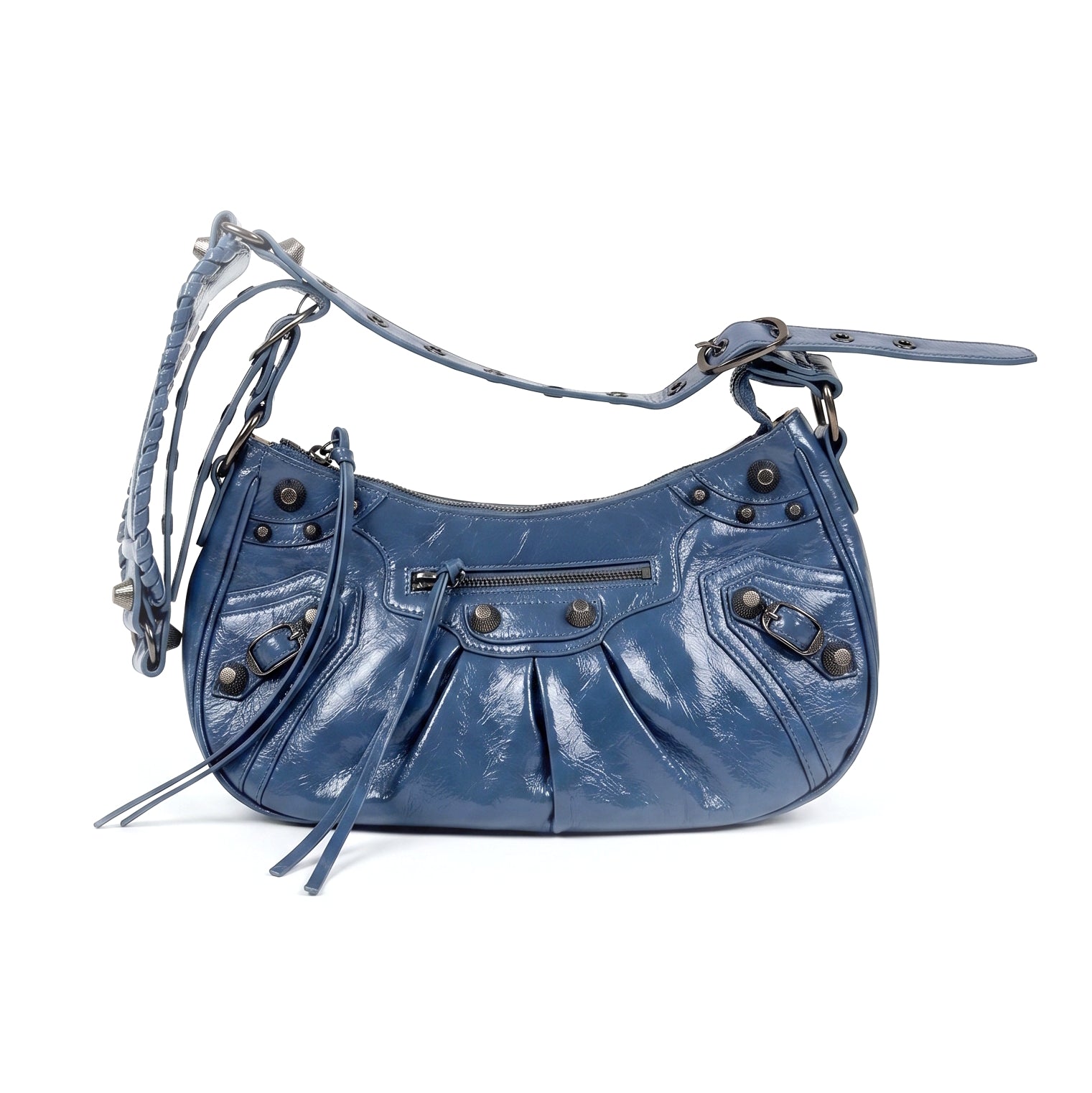 Bolso hombro efecto piel azul