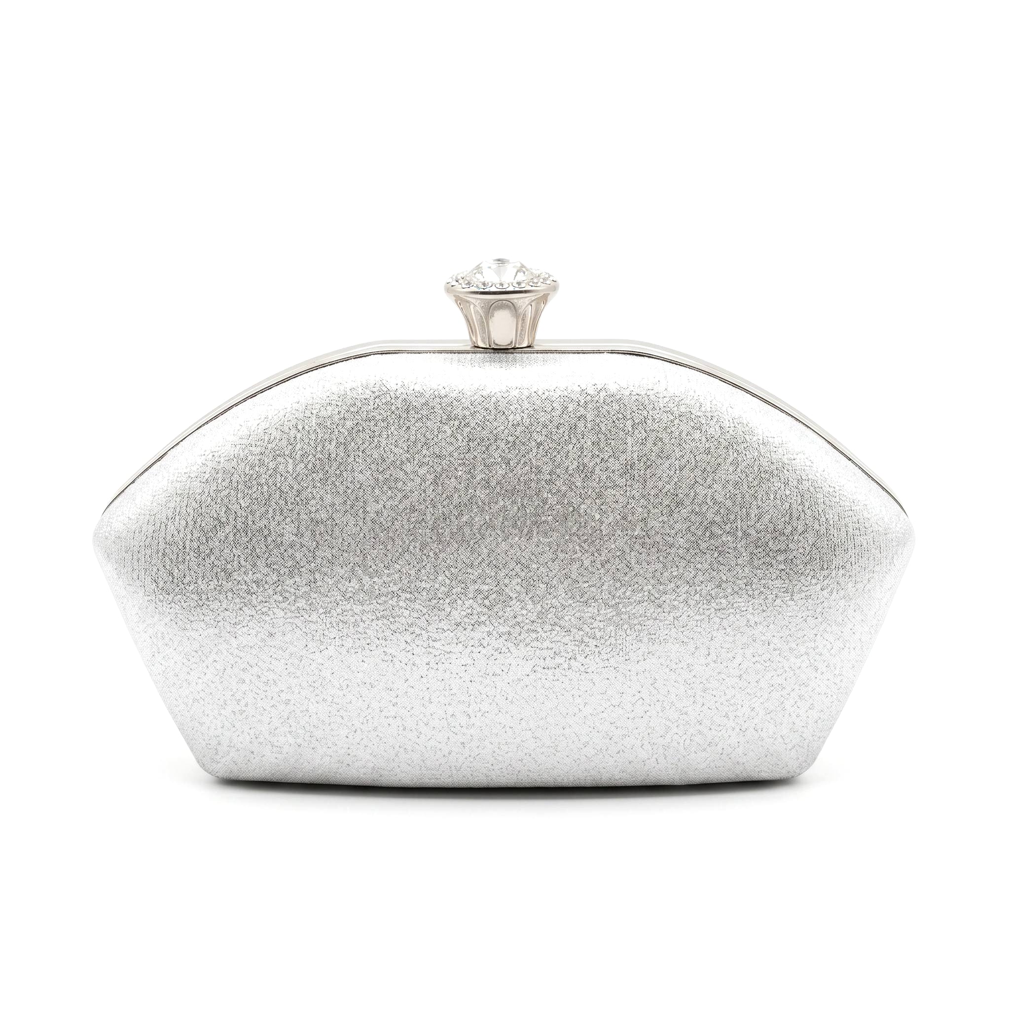 Bolso de fiesta rígido con pedrería plateada