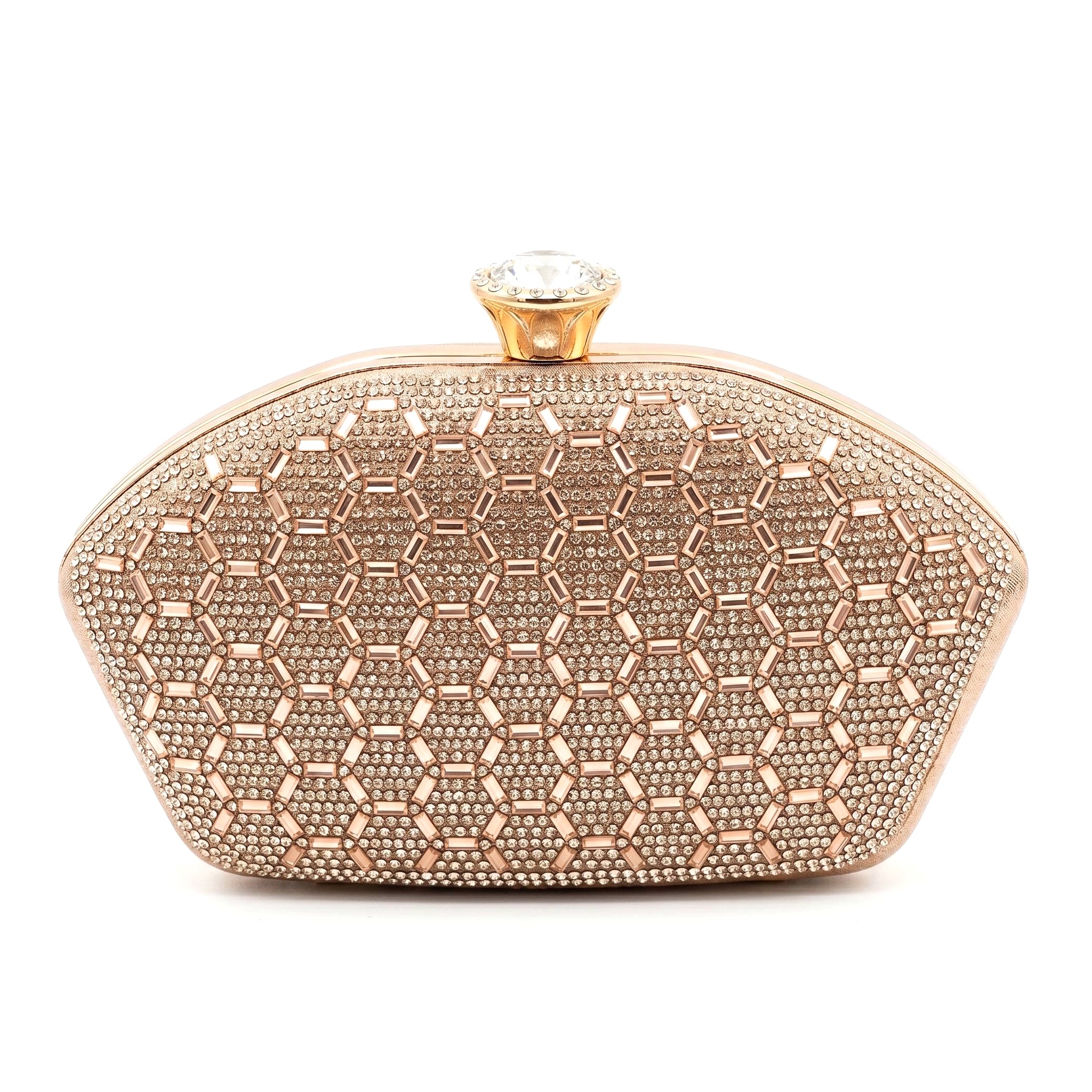 Bolso de fiesta rígido con pedrería Dorada