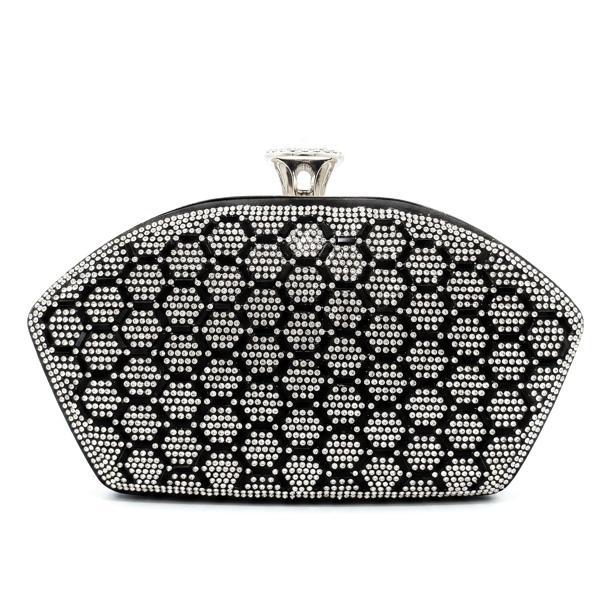 Bolso de fiesta rígido con pedrería Negra