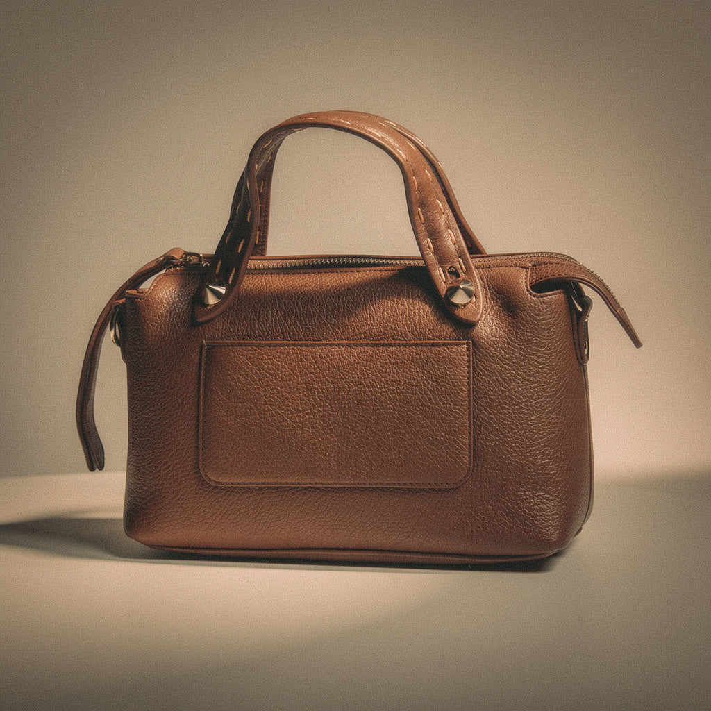 Bolso bowling efecto piel marrón