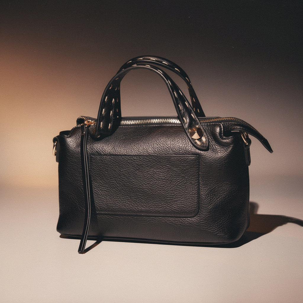 Bolso bowling efecto piel negro