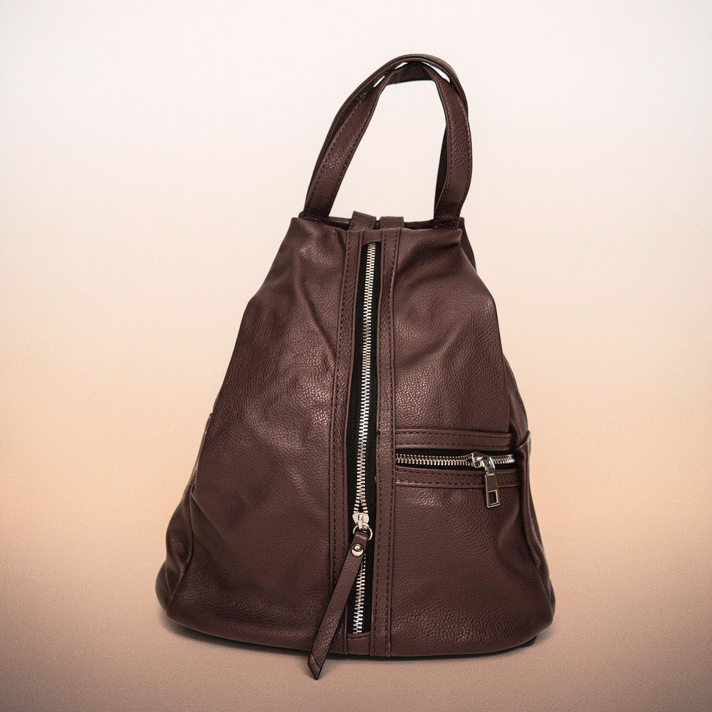 Mochila Urbana efecto piel marrón oscuro