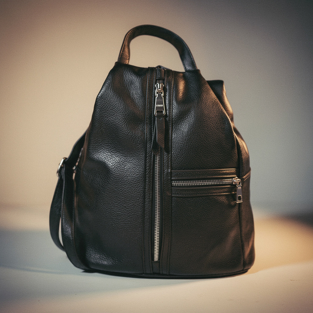 Mochila urbana efecto piel negro