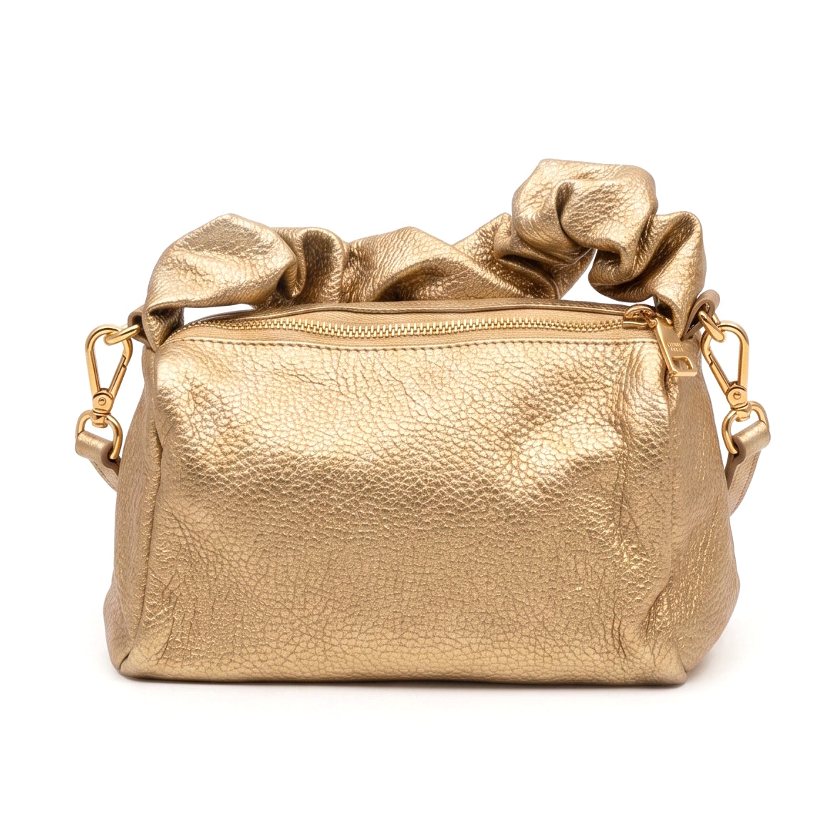 Bolso de mano metalizado dorado