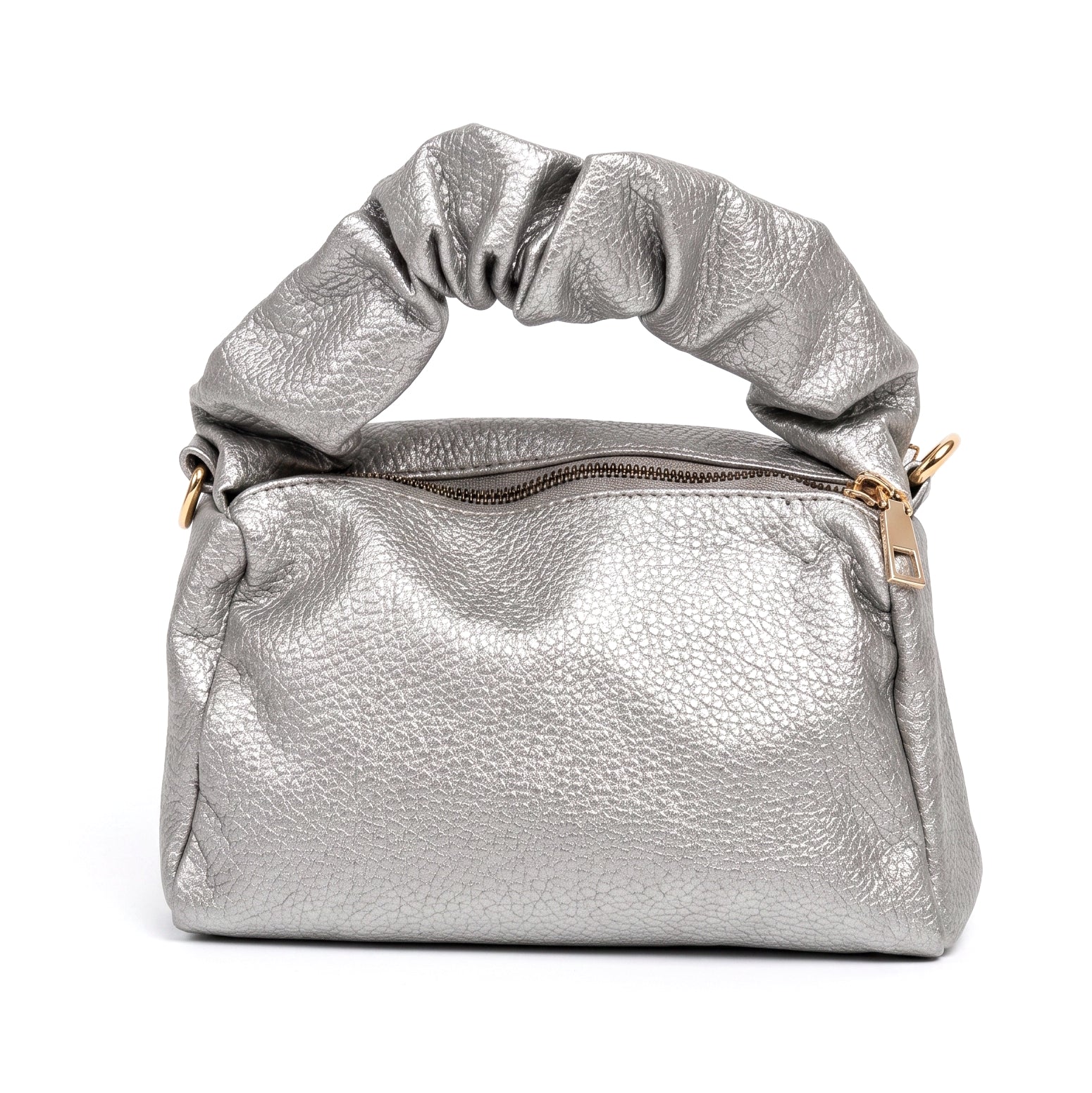 Bolso de mano metalizado plateado