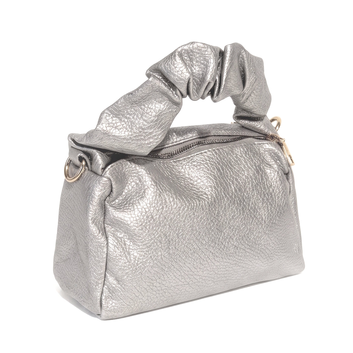 Bolso de mano metalizado plateado