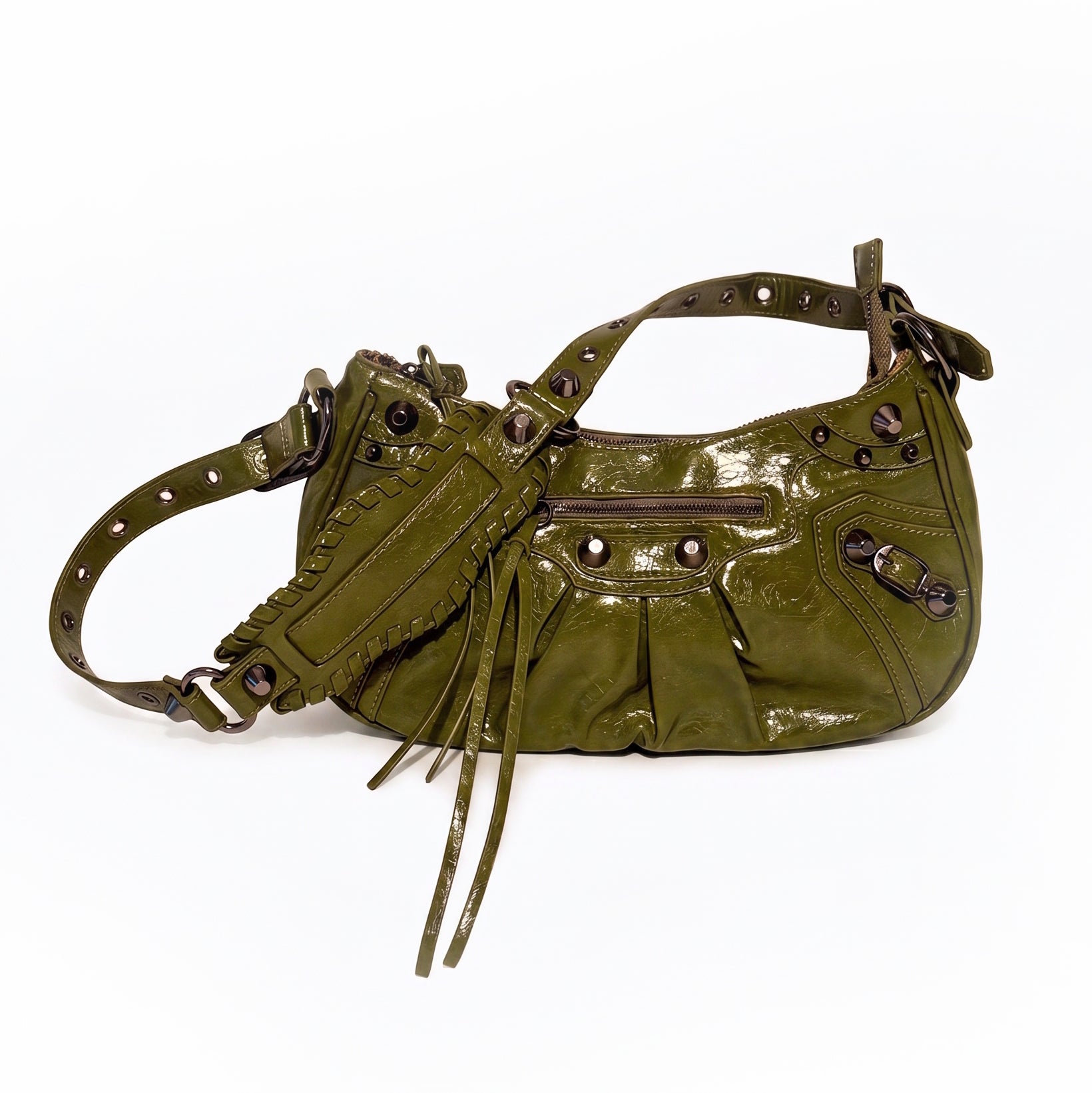 Bolso hombro efecto piel Verde
