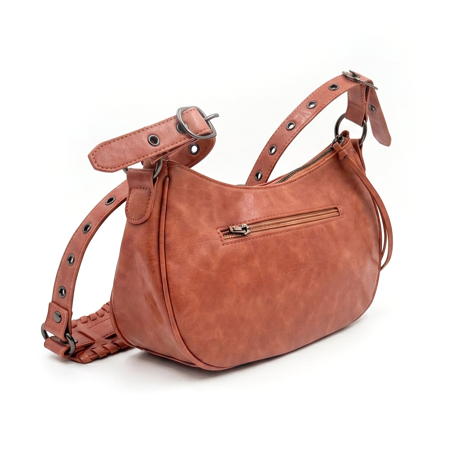 Bolso hombro efecto piel rosa empolvado