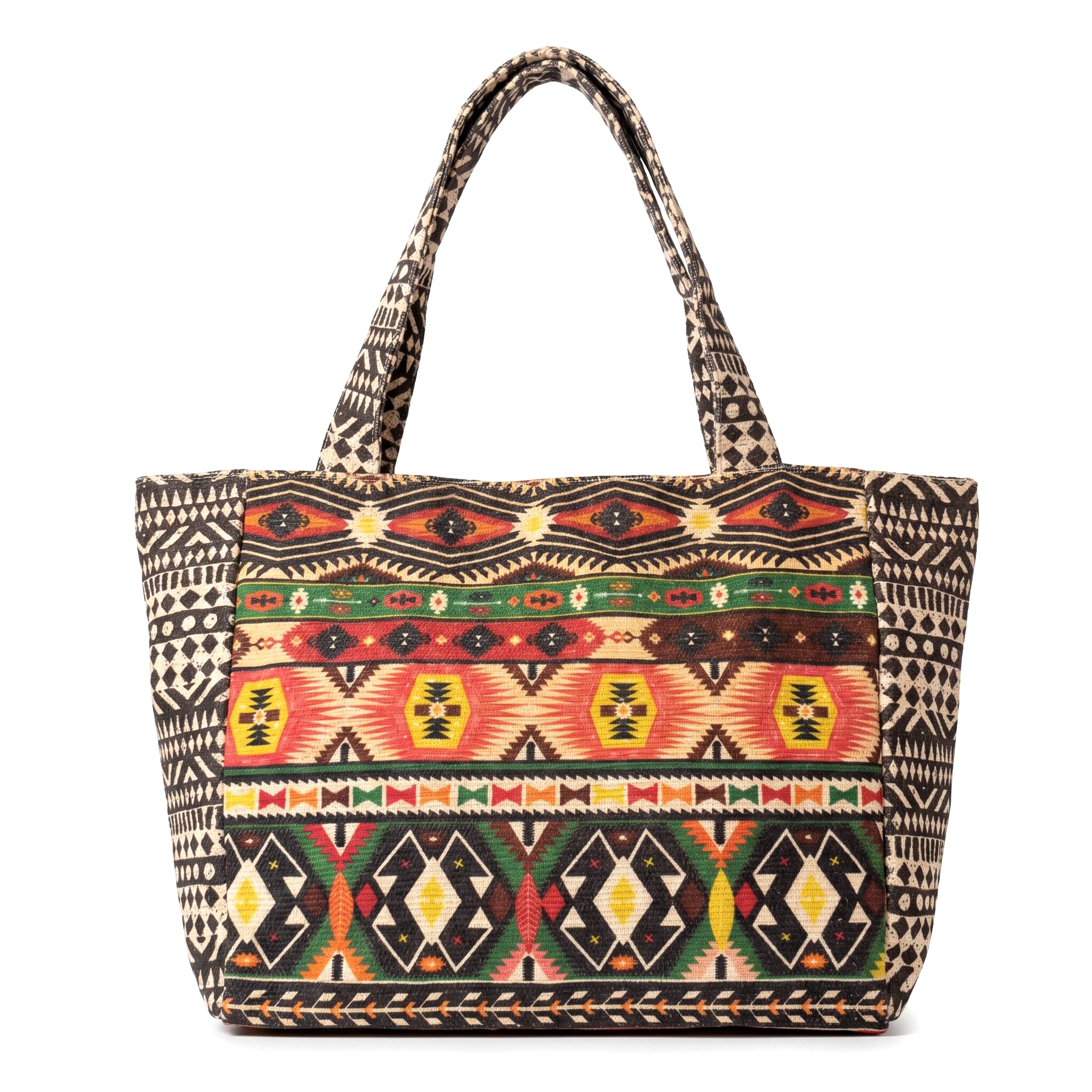 Bolso shopper étnico tribal - Negro y rojo