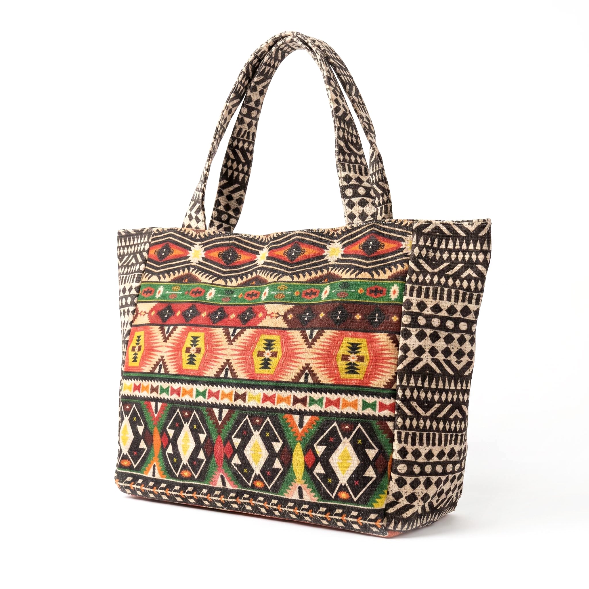 Bolso shopper étnico tribal - Negro y rojo
