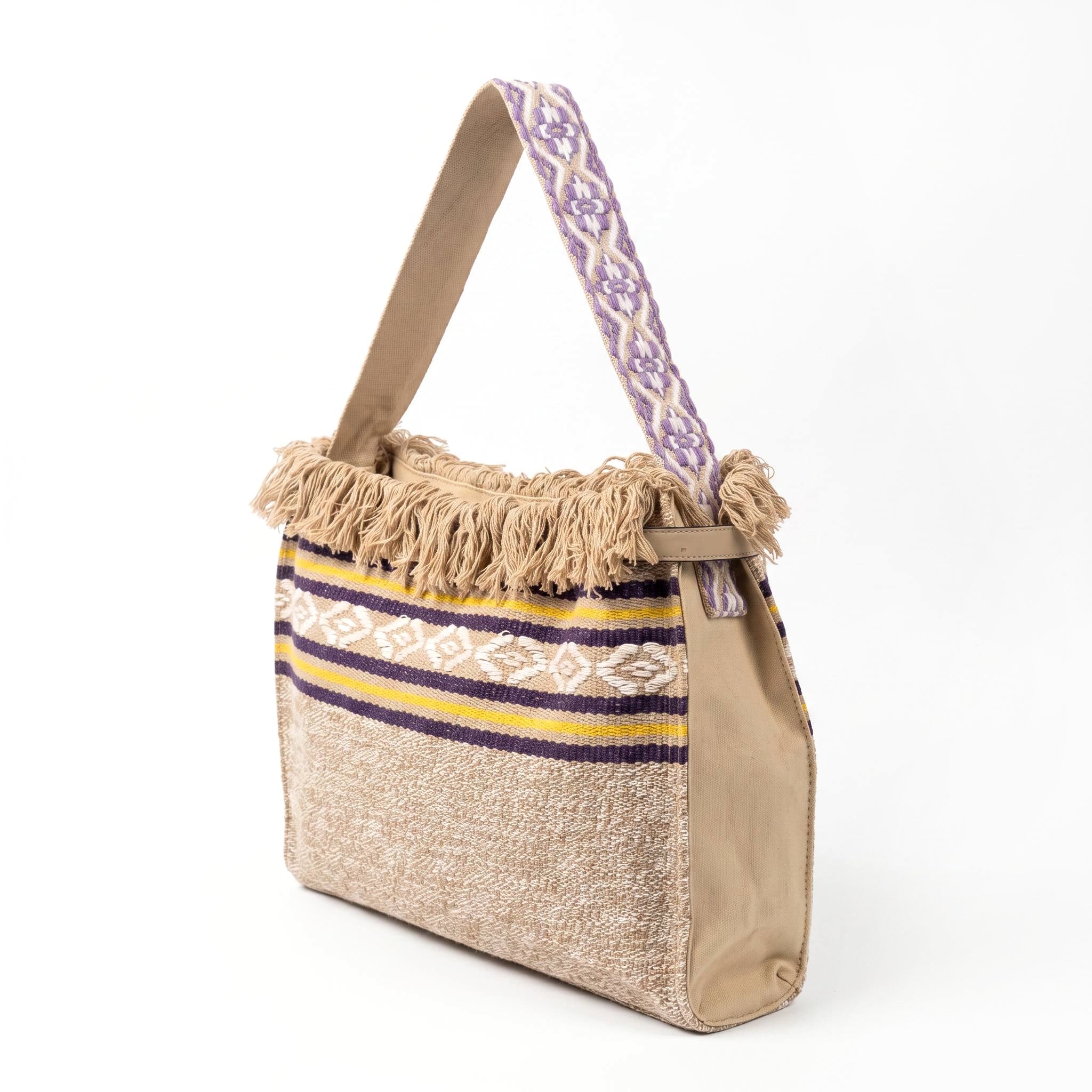 Bolso de hombro boho con flecos efecto trenzado