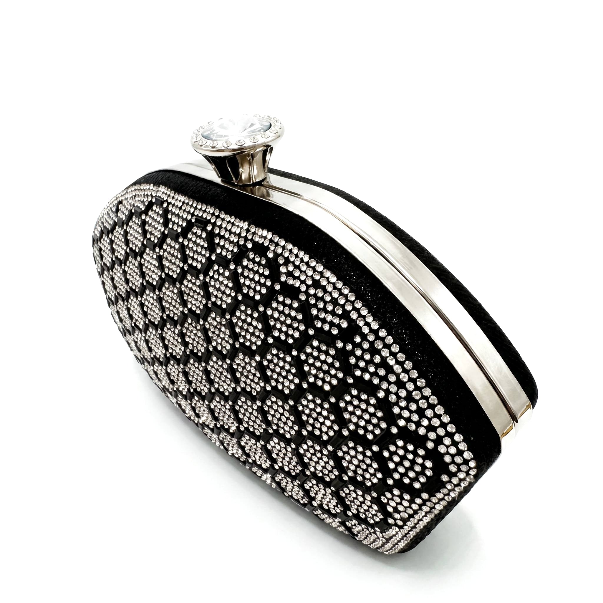 Bolso de fiesta rígido con pedrería Negra