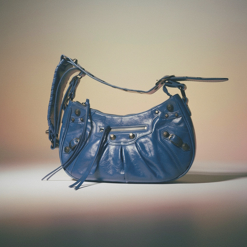 Bolso hombro efecto piel azul
